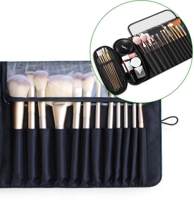 화장품브러쉬케이스 방수 롤백 메이크업 브러쉬 보관 파우치 휴대 수납 전문가용