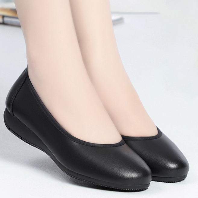 여성 구두 소가죽 힐 260빅사이즈 블랙 통근 작업 구두 220 중굽 구두 2cm-5cm