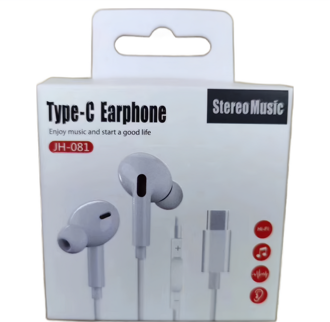 Stereo Music Type-C 耳機, 白色, Type-C接頭