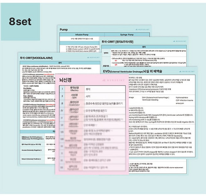너스키니 간호 지식 스티커 40종 간호사 준비물 널스용품 간호용품 간호사용품, 세트VER.8(5종)