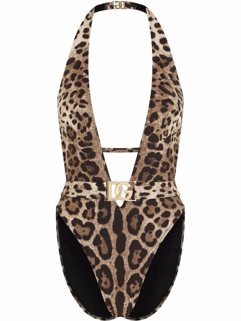 돌체앤가바나 레오파드 프린트 원피스 수영복, 브라운계열+블랙계열