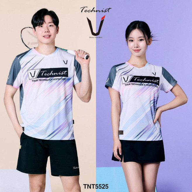 테크니스트 배드민턴 서승재 티셔츠 반팔 상의 화이트 딥블루 TNT5525 남성 여성