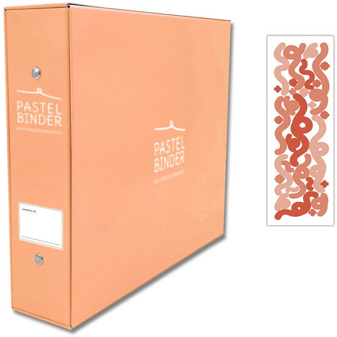 메이커리 파스텔텔바인더 접착식 사진앨범 소형 1권 + 컨페티 스티커 1매, 오렌지, 화이트 내지(25매)