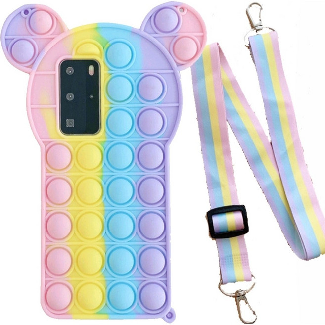 아이폰7 아이폰7+ 아이폰8 아이폰8+ 케이스 레인보우 푸시팝 팝잇 핸즈프리 스트랩 케이스 iphone7 iphone8 plus push pop it strap case