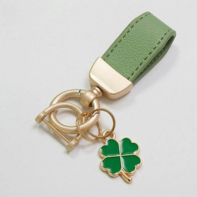일로오게 자동차키링 네잎클로버 열쇠고리, 그린, 1개