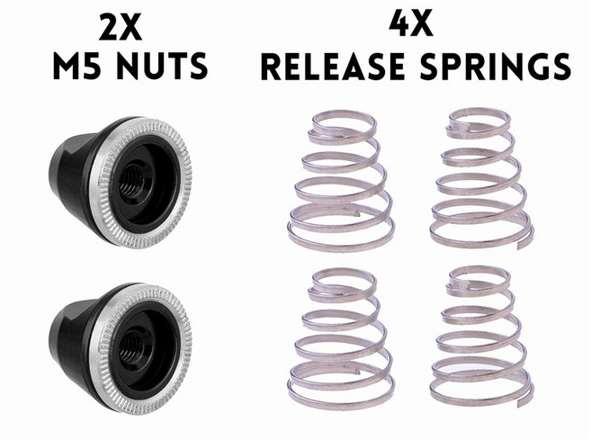 4Pcs 퀵 릴리스 자전거 바퀴 꼬치 스프링 + 2Pcs M5 너트 나사 액슬 볼트 미끄럼 방지 허브 사이클링 액세서리, A