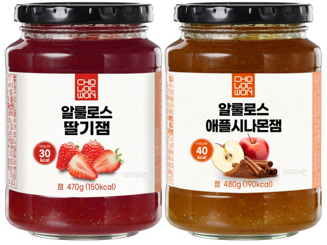 초록원 저당 알룰로스 과일잼2종 (딸기잼 + 애플시나몬잼)