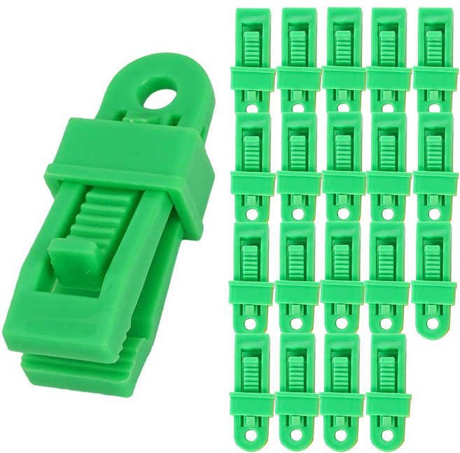 텐트 스커트 타프 그늘막 고강도 고정 집게 이지클립 20p JJ650, 그린 (20개입)