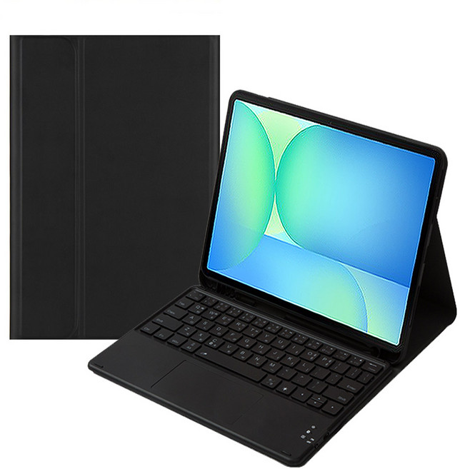 갤럭시탭 S10fe 탭S9fe S9 무선 LED 터치패드 키보드 북커버 케이스 S펜 수납, LED터치패드키보드케이스, 검정, 1개