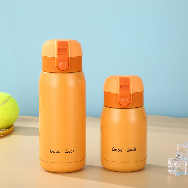 굿럭 앙증맞은 미니텀블러 휴대용 아이디어 물컵 포켓컵 손선물, 360Ml, 오렌지, 1개