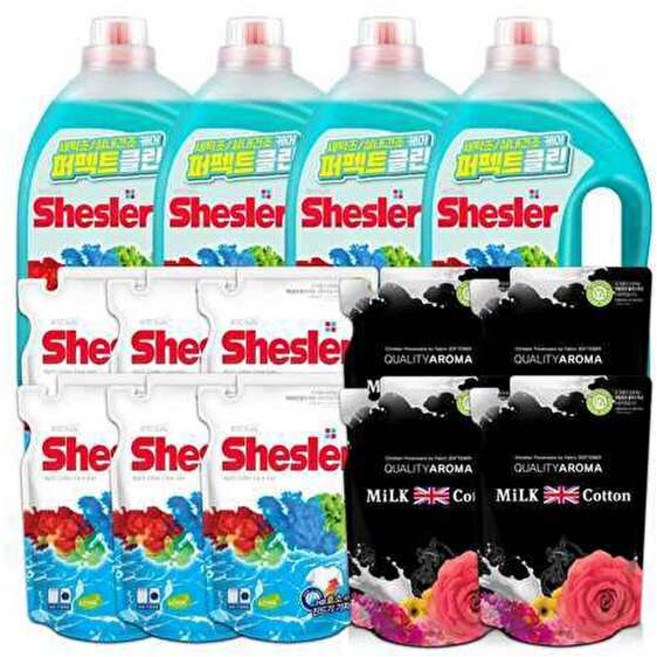 아토세이프 NEW 쉬슬러 퍼펙트 클린 에이프릴 3.05L 4개 + 리필 500ml 6개 밀크코튼 유연제 파우더향 700ml, 없음, 1개