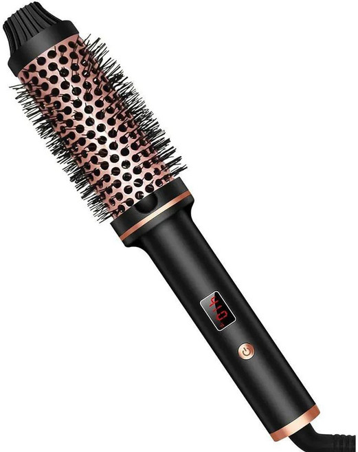 에어브러시 웨이브 롤드라이기 빗드라이기 듀얼 로즈 원형 용이한 전압 분리형 파우치 1 5인치 룩 있는 골 웨이브토크 연출이 가열 브러시 블로우아웃 여행용 가 벨벳, bla EU, 1개