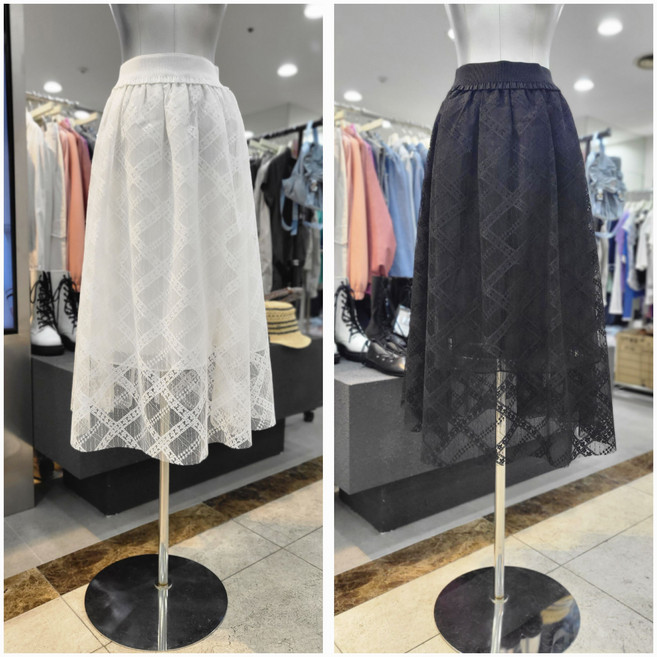 에고이스트 메쉬 레이스 플레어 롱 스커트 ER2JS500_DG