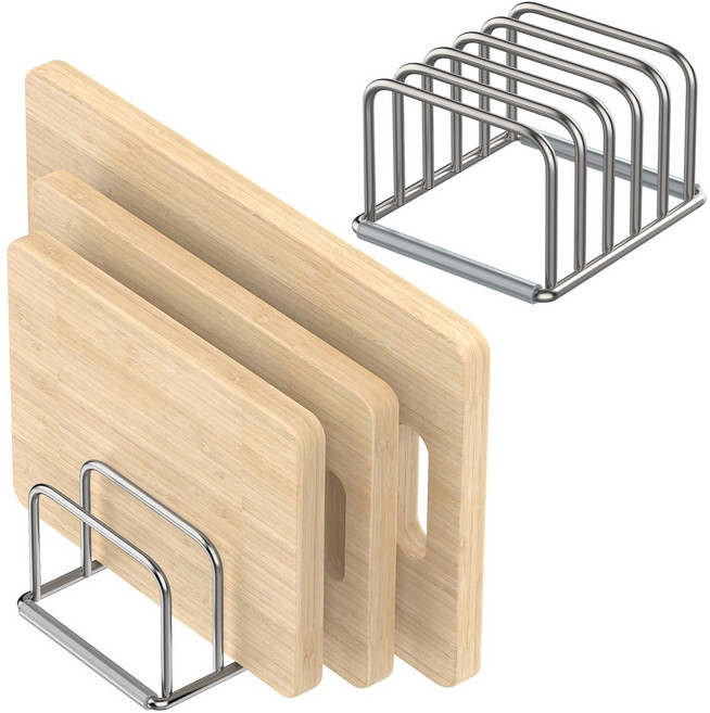 도마 홀더 스탠드 도마 보관 선반 도마 정리함 304 스테인리스 스틸 도마 홀더 쿠키 시트 정리함, 2개, 2.95*4.3inch
