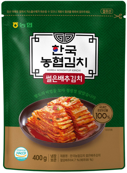 한국농협김치 썰은 배추김치 맛있는 국산김치, 1개, 400g