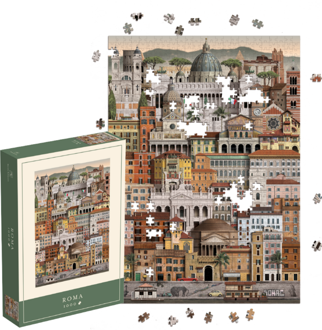 1000피스 로마 일러스트 직소퍼즐 - 마틴 슈와츠, 혼합색상, 1개