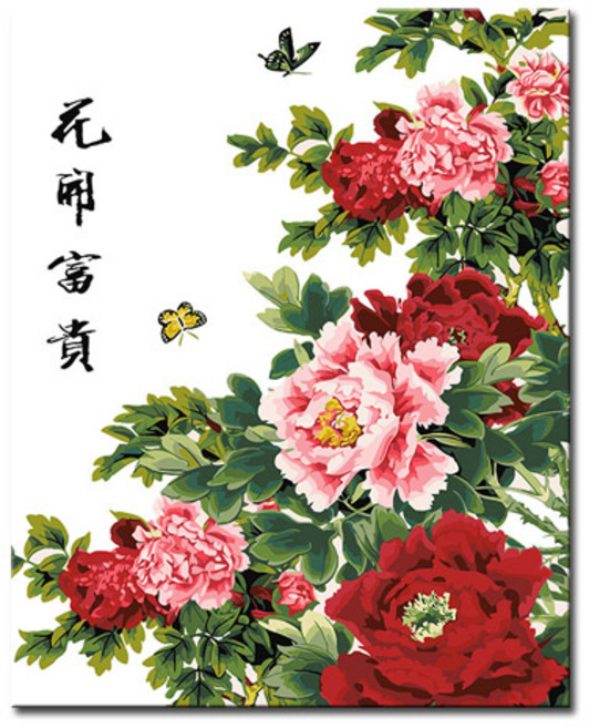 DIY캔버스페인팅 명화그리기 액자 그림 세트 유화 - 정물 40x50, S75_목단화, 1개