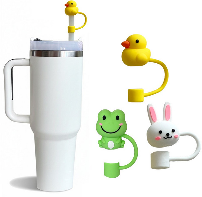 실리콘 텀블러 빨대 마개 10mm 세트, 1세트, 동물B세트