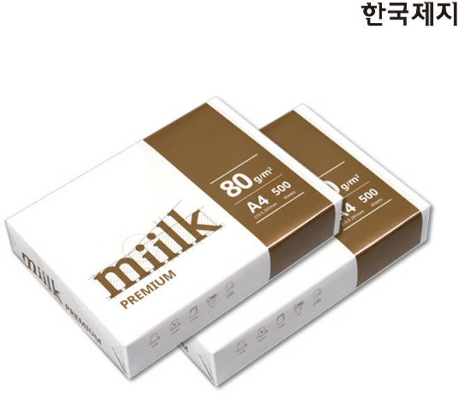 밀크프리미엄 복사용지 A4용지 80g 2권(1000매), 1000개, A4