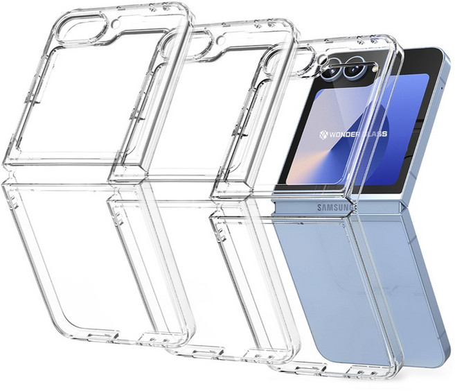 원더글라스 아이폰16/갤럭시 폴드6/플립6/S24 투명 변색방지 울트라씬 크리스탈 클리어 하드케이스 4개입