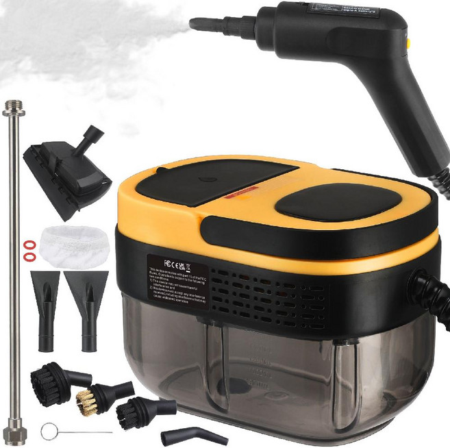 자동 핸들 스위치 고온 증기 청소기 1600ML 대용량 고압 분사기, 노란색, 유럽규격