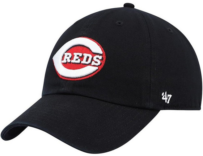 47 브랜드 MLB 블랙 팀 컬러 기본 로고 클린업 조절 가능한 야구 모자 모자 성인용 프리 사이즈 로스앤젤레스 다저스._159205, 신시내티 레즈, 신시내티 레즈 블랙_159205