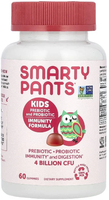 스마티팬츠 프리바이오틱 프로바이오틱 포뮬라 스트로베리 크림 40억CFU 키즈구미젤리 60개, SmartyPants, 어린이용 프리바이오틱 및 프로바, 60정, 1개 - 쿠팡