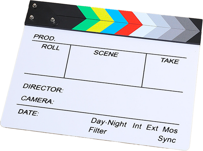 시그니프 무비 슬레이트 클래퍼보드 대형 아크릴 30x24cm 영화 소품, 1개, 화이트 중문