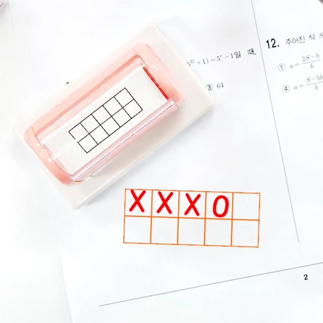 티처스 5칸 도장 3칸 네모 칸 스탬프 빈칸 오답 체크 수학 학습, 빨강, (9mm) 5칸 두줄 중형-핑크 - 쿠팡