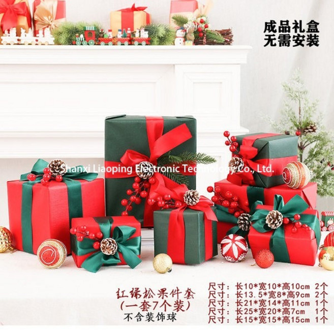 대형 크리스마스 선물상자 장식 인테리어 파티소품 화이트 30cm 1개, 솔방울 레드 그린 7종 세트 × 1개 × 1개