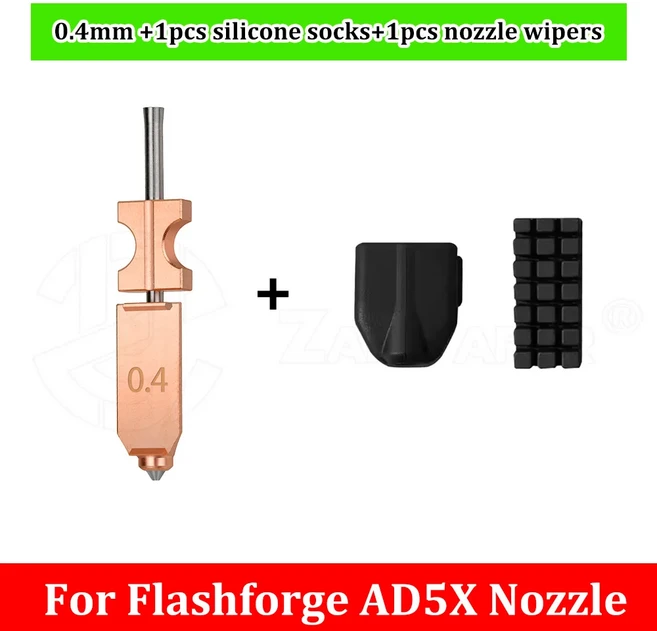 올스토어 새로운 플래시포지 어드벤처러 AD5X 바이메탈릭 경화강 핫엔드 노즐 0.25mm 익스트루더 퀵 릴리즈, 01 0.4mm Silicone kit 3