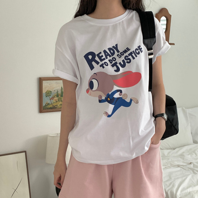 Disney 주토피아 티셔츠 주디 레디 반팔티 화이트 그레이