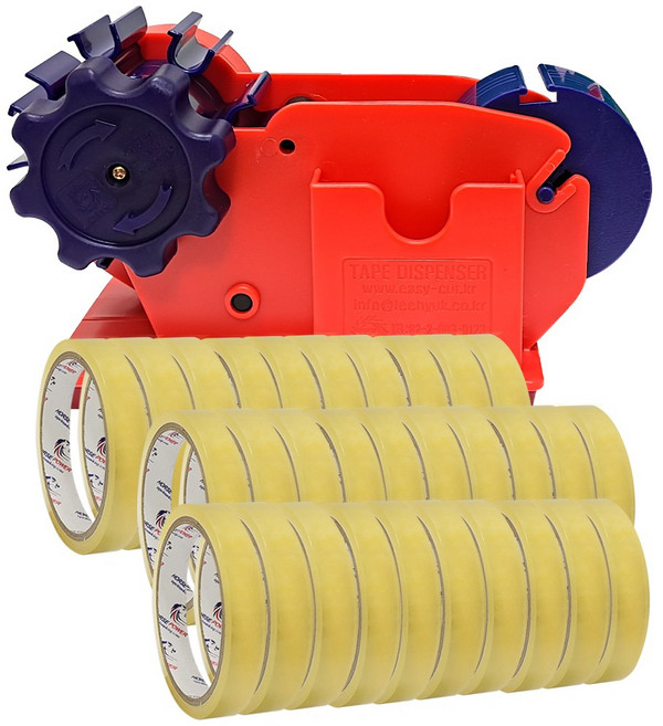 홀스파워 물레방아테이프 커터기 +리필테이프, 16mm테이프(30개), 빨강(물레방아)
