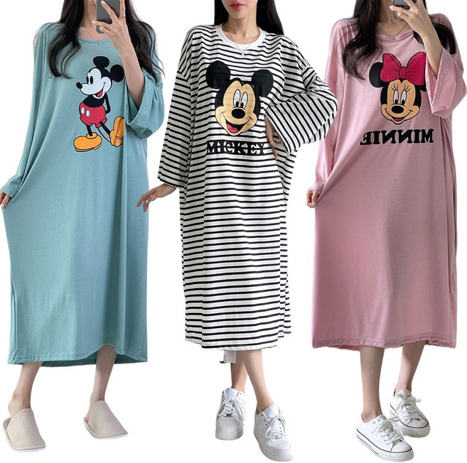 제니유 미키 미니 긴팔 원피스 파지마 잠옷 홈웨어