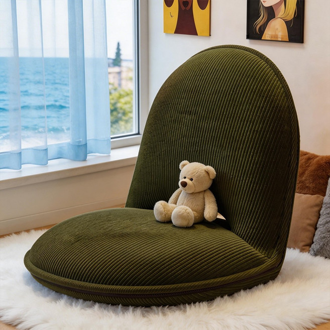 Takata 5단 조절 접이식 등받이 의자 바닥 의자 좌식 등받이 쿠션 간이 소파 접이식 등받이 의자 SWL2, 녹색