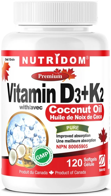 NUTRIDOM 비타민 D3+k2 영양제 비타민D3+K2+코코넛 오일 함유 120정, 1개 - 쿠팡