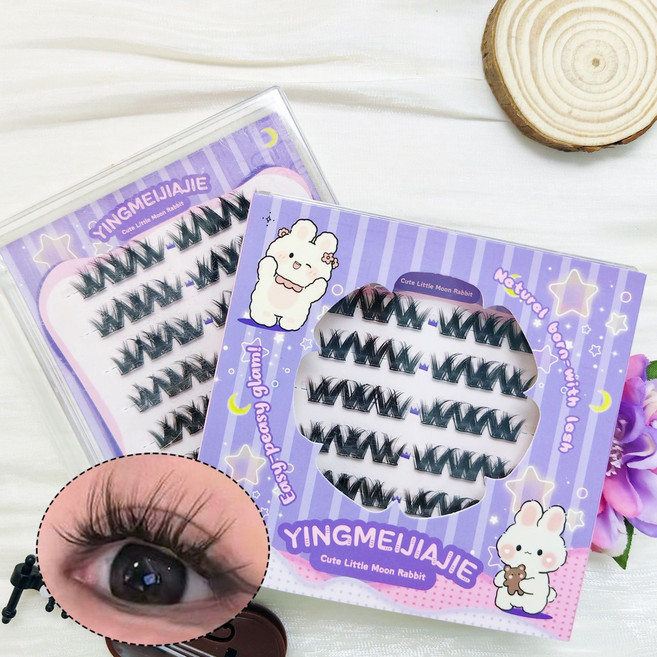 풀 필요없은 자연 속눈썹 3D인조속눈썹 세트11-13mm(다양한 스타일 가능 여성 메이크업 필수품), 6 rows of dense YFXMJ 17