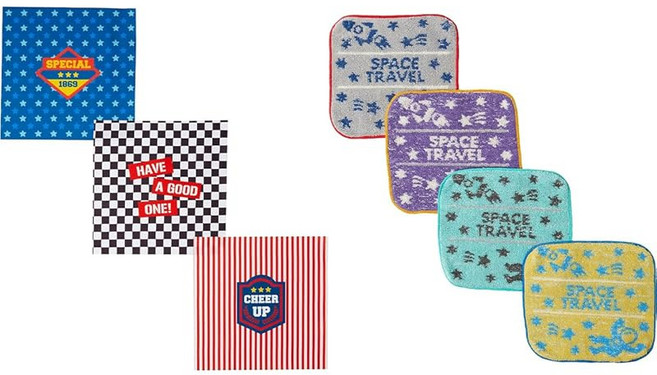 마루마 미니 타월 4매 세트 / 손수건 3매 세트 피코리노 스타 앤 스페이스 / 멀티 스타일 입원·입학용품 입원·입학 준비 보육원 유치원 초등학교 남자 아이 여자 아이 067504, 1