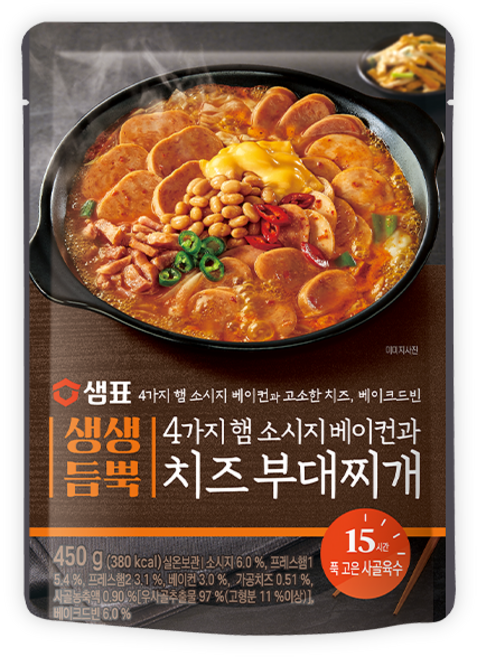 샘표 생생듬뿍 4가지 햄 소시지 베이컨과 치즈 부대찌개, 450g, 1개