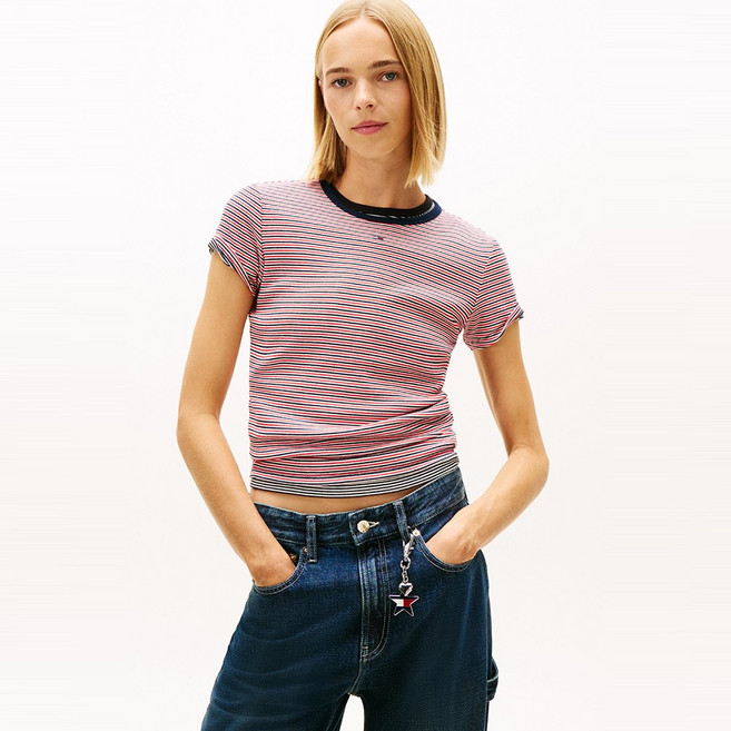 타미힐피거 슬림 에센셜 립 티셔츠 (T32G0TTO08TWT10FD)