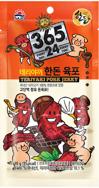 해표 365 24 데리야끼 한돈 육포, 30g, 2개