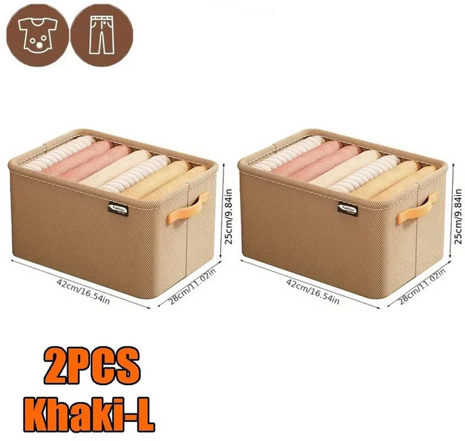 옷장 속 속옷 서랍 보관 침실 캐비닛 양말 브래지어 바지 주최자 보관을위한 상자, Khaki L 2PCS