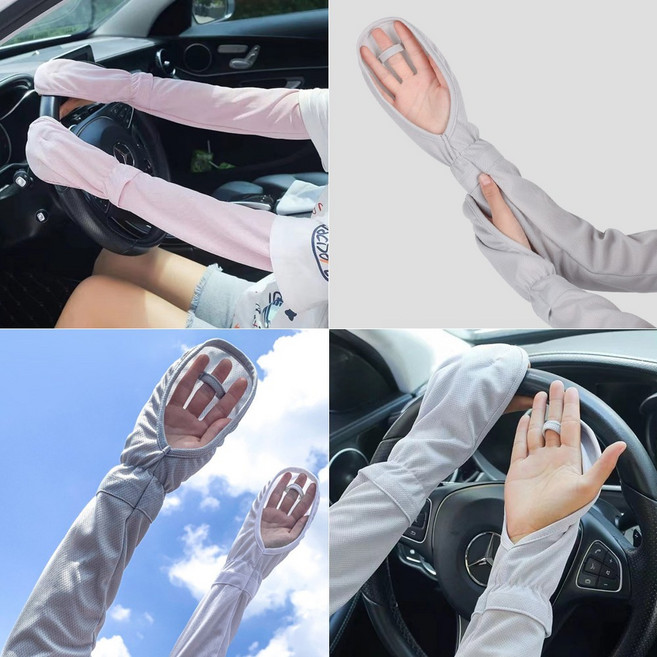 데오람 1+1 자외선차단 운전 손등커버 팔토시, 2세트, 화이트 + 블루