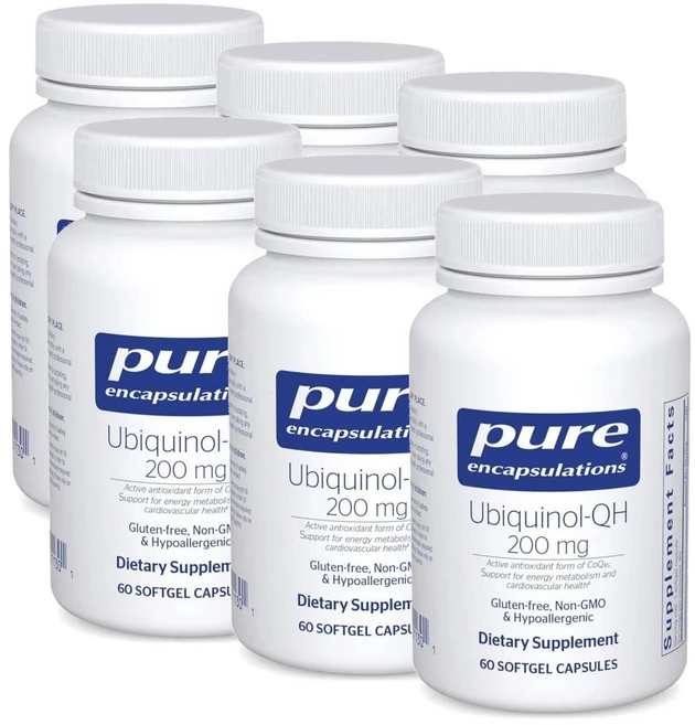 퓨어인캡슐레이션 유비퀴놀 QH 200mg 코엔자임Q10 소프트젤 Pure Encapsulations Ubiquinol, 6개, 60정 - 쿠팡
