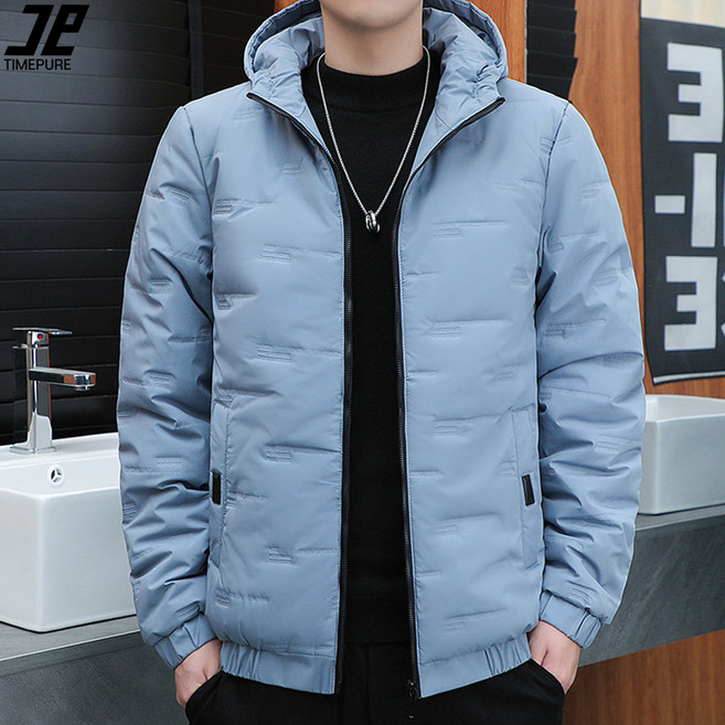 TIMEPURE 남성 후드 누빔 경량 패딩 점퍼 겨울 가을 도톰한 충전재 숏패딩 자켓 방한 데일리점퍼