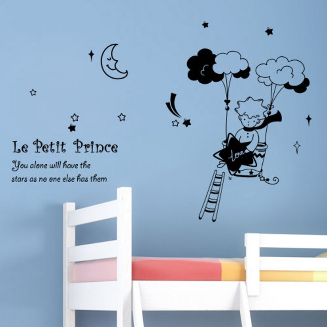 큐데코 어린왕자 시리즈 포인트스티커, 03.어린왕자와 여행 - 블랙