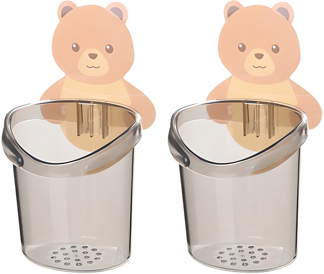 곰 칫솔 치약통, 그레이, 2개