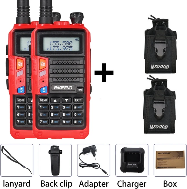 Baofeng-UV5R 프로 워키 8W 강력한 트라이 밴드 220-260MHz 양방향 라디오 HF 송수신기 업그레이드 휴대용, 01 빠른  Mainland, 01 유로, 10 RD-Add Bag-B