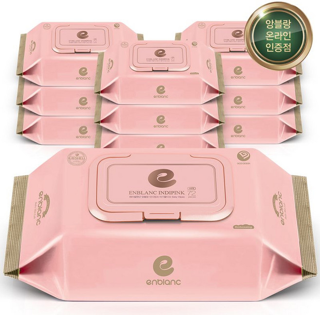 앙블랑 아기물티슈 63g 세이프 인디핑크 골드 캡형 72매X10팩, 앙블랑 세이프 인디핑크 캡형 72매 10팩, 10개, 72매