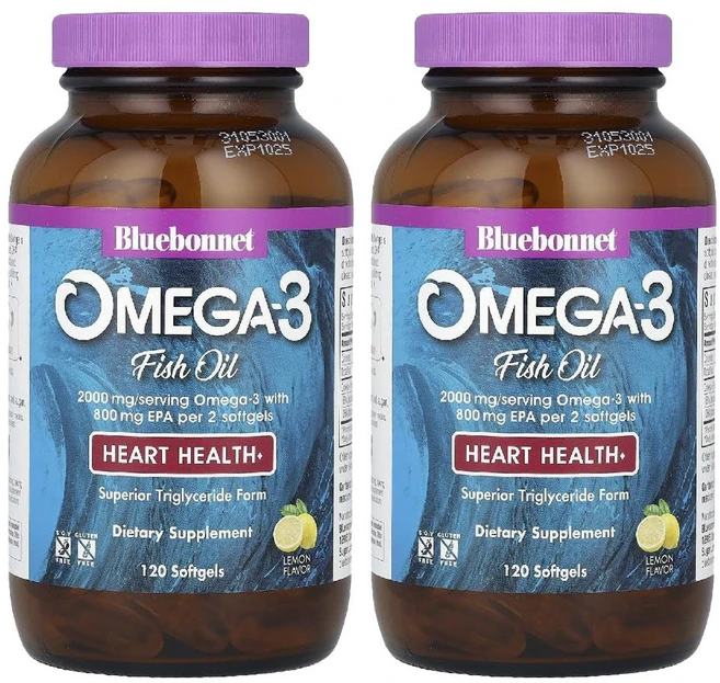 오메가3 omega3 추천 피쉬오일 레몬향 소프트젤 120정 블루보넷뉴트리션 2병 - 쿠팡